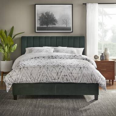 Emerald green upholstered deals bed